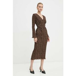 Never Fully Dressed rochie Leopard Celeste Dress culoarea bej, midi, drept, NFDDR1701 imagine