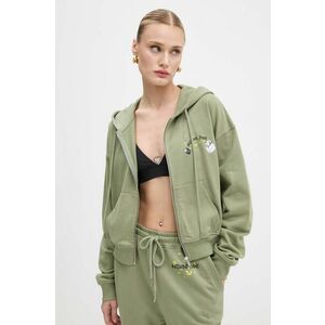 Moschino Jeans hanorac de bumbac pentru copii femei, culoarea verde, cu glugă, cu imprimeu, J1704 8732 imagine