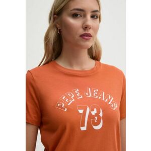 Pepe Jeans tricou din bumbac GIGI femei, culoarea portocaliu, PL505958 imagine