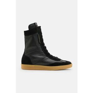 AllSaints cizme de piele Louise High Top femei, culoarea negru, cu toc plat, W070FB imagine