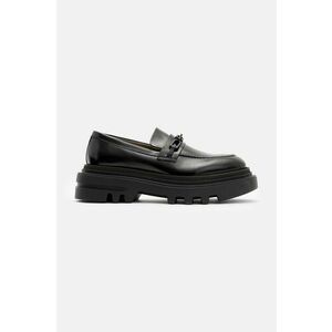 AllSaints mocasini de piele Alexia Chain Loafer femei, culoarea negru, cu platforma, W060FB imagine