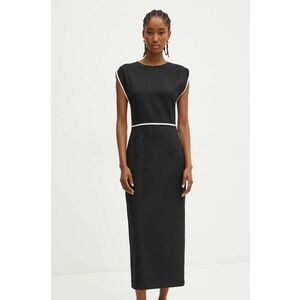 BOSS rochie din lana culoarea negru, midi, drept, 50524083 imagine