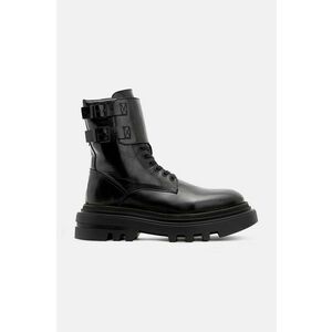 AllSaints cizme de piele Zoe Boot femei, culoarea negru, cu toc plat, W064FB imagine