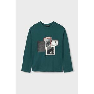 Mayoral longsleeve din bumbac pentru copii culoarea verde, cu imprimeu, 7092 imagine