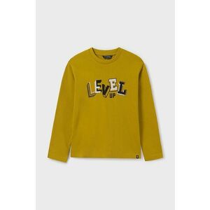 Mayoral longsleeve din bumbac pentru copii culoarea galben, cu imprimeu, 7079 imagine