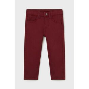 Mayoral pantaloni de bumbac pentru copii slim fit basic culoarea bordo, neted, 563 imagine