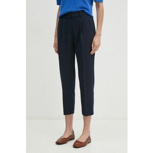 Sisley pantaloni femei, culoarea albastru marin, drept, high waist imagine