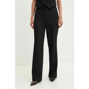 Sisley Pantaloni femei, culoarea negru, model drept, high waist imagine