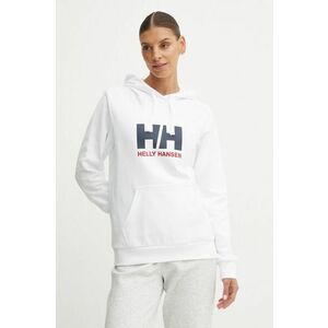 Helly Hansen hanorac de bumbac HH LOGO 2.0 femei, culoarea alb, cu glugă, cu imprimeu, 34460 imagine