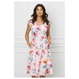 Rochie Andreea roz cu imprimeu floral imagine