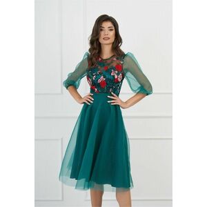 Rochie verde cu broderie florala imagine