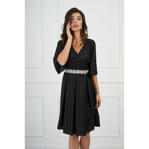 Rochie Ella Collection Ania neagra cu fir lurex si cordon in talie imagine