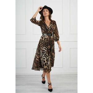 Rochie Daliana maro cu animal print din voal imagine