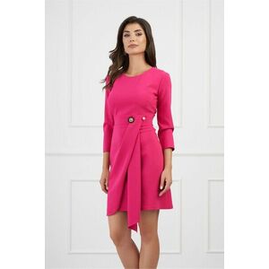 Rochie Oana fucsia cu brosa in talie si fusta petrecuta imagine