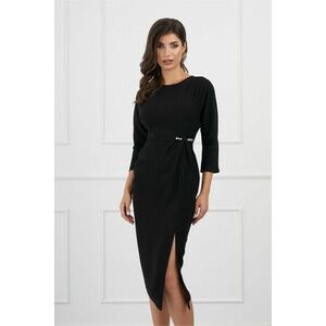 Rochie Kathy neagra conica office cu accesoriu in talie imagine