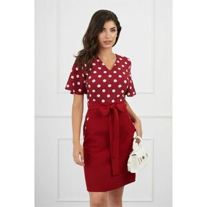 Rochie DY Fashion bordo cu buline la bust si cordon in talie imagine