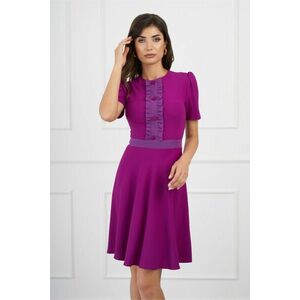 Rochie DY Fashion magenta cu volan si nasturi pe bust imagine