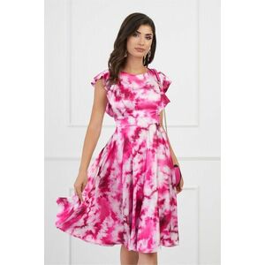 Rochie MBG fucsia cu imprimeu tie-dye si vonale pe bust imagine