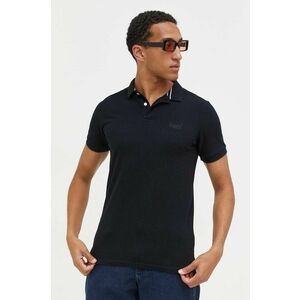 Superdry polo de bumbac culoarea negru, neted imagine