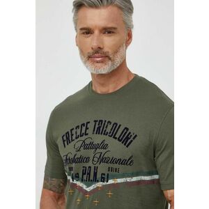 Aeronautica Militare tricou din bumbac barbati, culoarea verde, cu imprimeu imagine