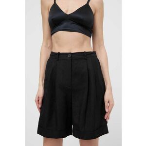 Karl Lagerfeld pantaloni scurti din in culoarea negru, neted, high waist imagine