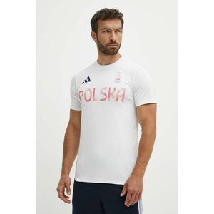 adidas Performance tricou de antrenament HIIT Polska culoarea alb, cu imprimeu, JF6679 imagine