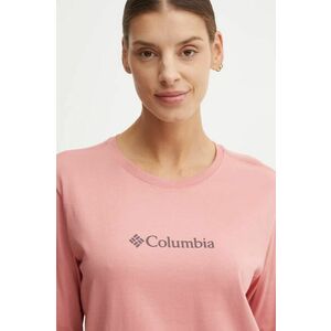 Columbia longsleeve din bumbac culoarea roz imagine