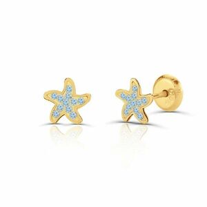 Cercei din aur 14K pentru copii Crystals Blue Stars imagine