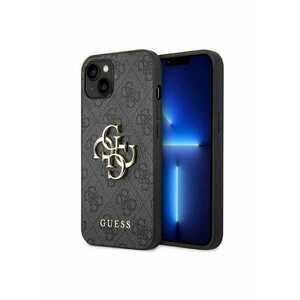 Husa de protectie cu logo metalic PU 4G pentru iPhone 14 Plus - Gri imagine