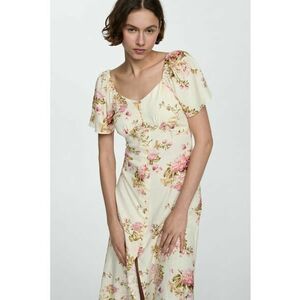 Rochie din amestec de in cu imprimeu floral imagine