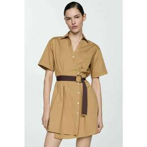 Rochie-camasa cu o curea in talie Camel imagine