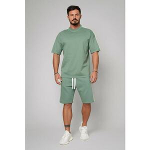 Set de tricou si pantaloni scurti cu garnituri contrastante - 2 piese imagine