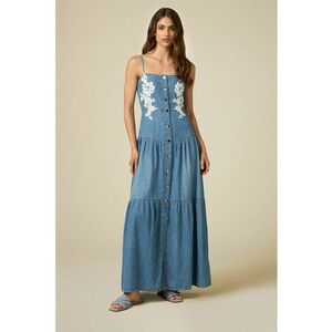 Rochie brodata de denim imagine