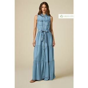 Rochie maxi din chambray de lyocell imagine