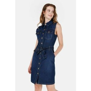 Rochie-camasa din denim cu buzunare aplicate imagine