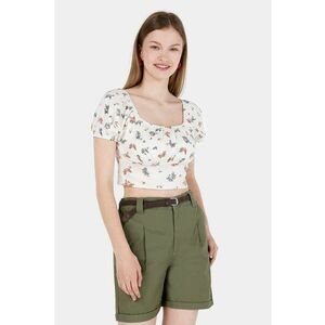 Tricou crop cu model floral imagine