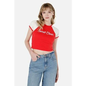 Tricou crop cu maneci raglan imagine