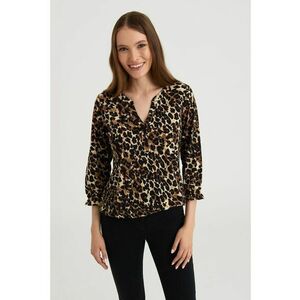 Bluza cu decolteu rotund si animal print imagine