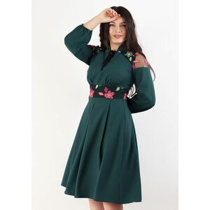 Rochie cu pliuri din crep Verde 36 imagine