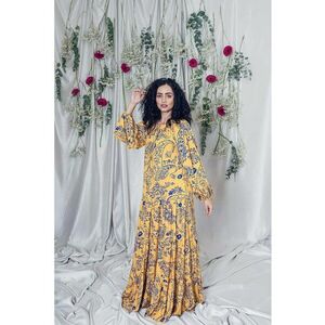 Rochie maxi cu model paisly si floral Amelia imagine