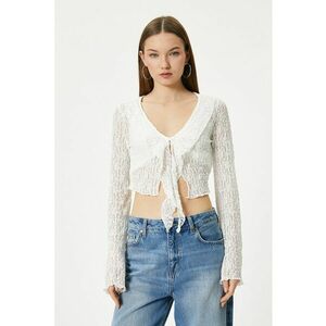 Bluza crop semi-transparenta cu model imagine