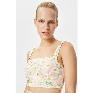 Top crop cu model floral imagine