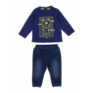 Set de bluza sport cu imprimeu si blugi cu banda elastica in talie - 2 piese imagine