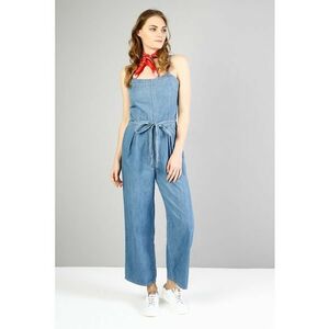 Salopeta maxi din denim cu cordon imagine