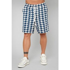 Pantaloni scurti cu imprimeu houndstooth si snur de ajustare in talie imagine