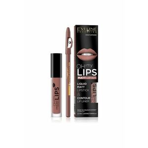 Eveline OH! My Velvet Lips Matt Lip Kit set ingrijire buze pentru efect mat 02 Milky Chocolate 4 -5 ml imagine