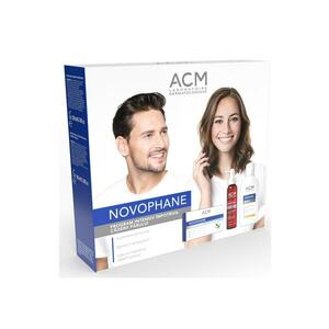 Pachet ACM Novophane: Lotiune impotriva caderii parului - 100 ml + Sampon energizant - 200 ml + Tratament pentru par si unghii - 60 cps imagine