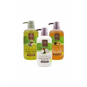 Set Eyup Sabri Tuncer Gel de dus Cocos 600 ml - Gel de dus Olive Oil 600 ml - Gel de dus Argan 600 ml imagine