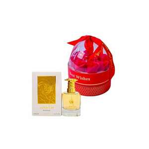 Set cadou Joy Together - Apa de parfum Mazaaji 100 ml + cutie cu trandafiri de sapun in cupola si lantic cu pandativ imagine