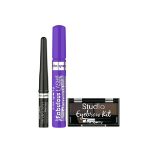 Set cadou : Tus de ochi lichid Studio Lash 001 Black - 4 ml + Mascara Fabulous Stretch It! 001 Black - 8 ml + Paleta de farduri pentru sprancene Studio Eyebrow Brown - 2.4 g imagine